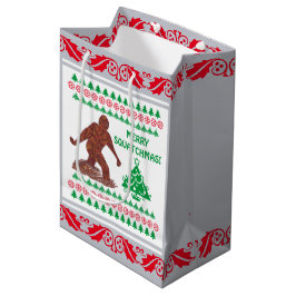 Bigfoot Walking Sasquatch Silver Red Funny Medium Cadeauzakje