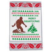 Bigfoot Walking Sasquatch Silver Red Funny Medium Cadeauzakje (Voorkant)