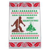 Bigfoot Walking Sasquatch Silver Red Funny Medium Cadeauzakje (Achterkant)