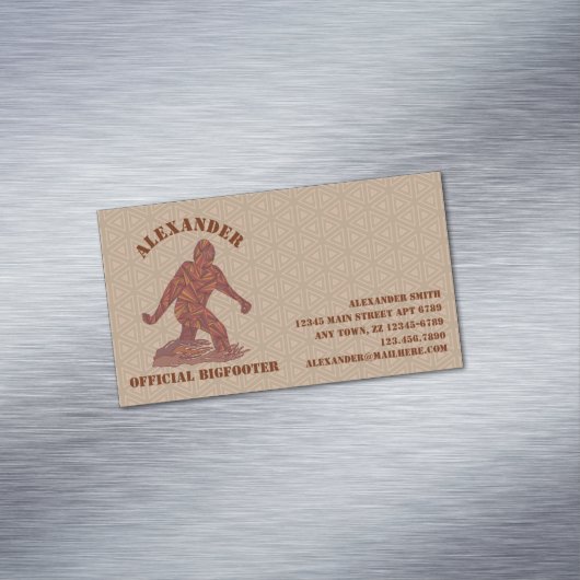 Bigfoot Walking Sasquatch Tan Pattern Custom Magnetisch Visitekaartje (Voorbeeld)