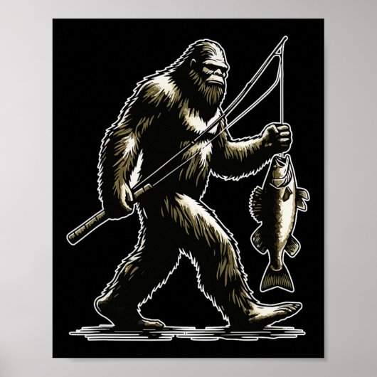 Bigfoot Walleye Hunting Angler Sasquatch Walleye F Poster (Voorkant)