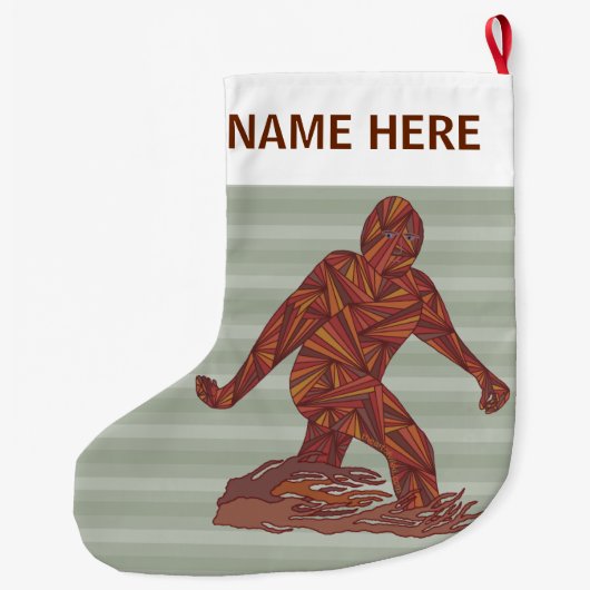 Bigfoot Walting Sasquatch Large Double Sided Grote Kerstsok (Achterkant)