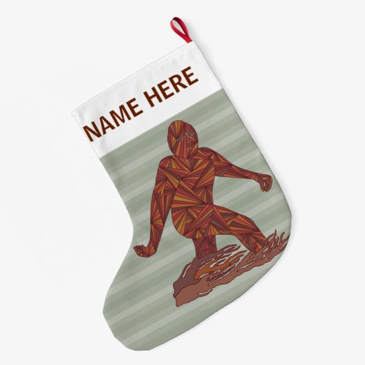 Bigfoot Walting Sasquatch Large Double Sided Grote Kerstsok (Achterkant (Hangend))