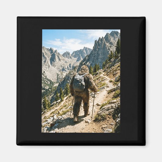 Bigfoot wandelen grappige sasquatch backpacken magneet (Voorkant)