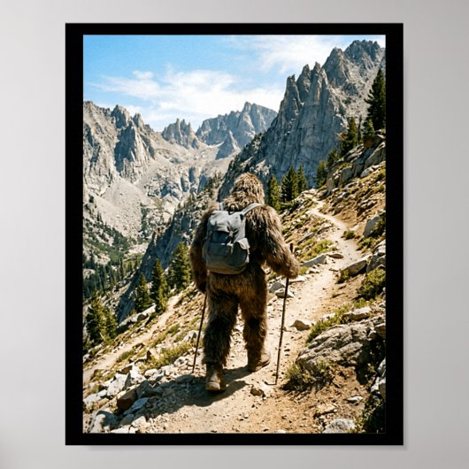 Bigfoot wandelen grappige sasquatch backpacken poster (Voorkant)