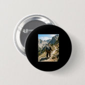 Bigfoot wandelen grappige sasquatch backpacken ronde button 5,7 cm (Voorkant /achterkant)
