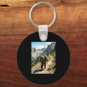 Bigfoot wandelen grappige sasquatch backpacken sleutelhanger (Voorkant)