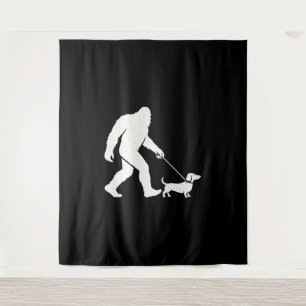 Bigfoot Wandelende Dachshund Grappige Wiener Dog V Wandkleed