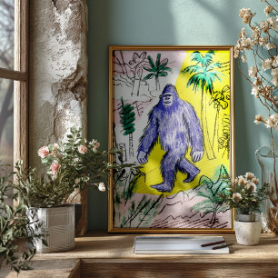 Bigfoot Wandelende Poster Print Muurkunst