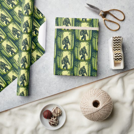 Bigfoot wandelt door het bos cadeaupapier (Crafts)