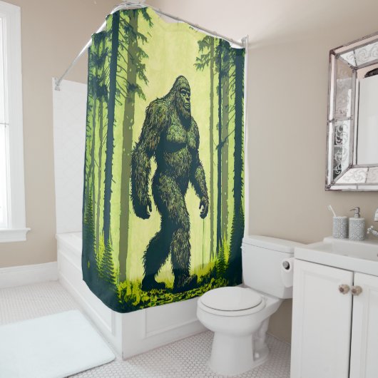 Bigfoot wandelt door het bos douchegordijn (In situ)