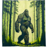 Bigfoot wandelt door het bos douchegordijn (Voorkant)