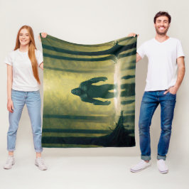 Bigfoot wandelt door Louisiana Swamp Water Fleece Deken