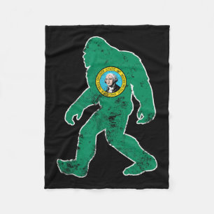 Bigfoot Washington Flag State Sasquatch Mannen Vro Fleece Deken
