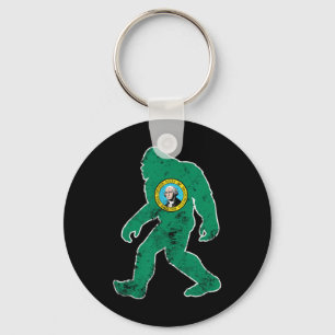 Bigfoot Washington Flag State Sasquatch Mannen Vro Sleutelhanger