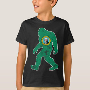 Bigfoot Washington Flag State Sasquatch Mannen Vro T-shirt