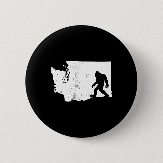 Bigfoot Washington State Map Sasquatch Mannen Vrou Ronde Button 5,7 Cm (Voorkant)