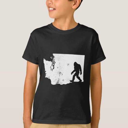 Bigfoot Washington State Map Sasquatch Mannen Vrou T-shirt (Voorkant)