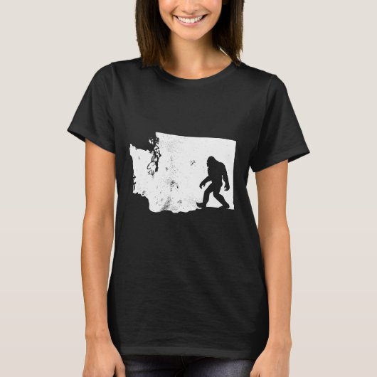 Bigfoot Washington State Map Sasquatch Mannen Vrou T-shirt (Voorkant)