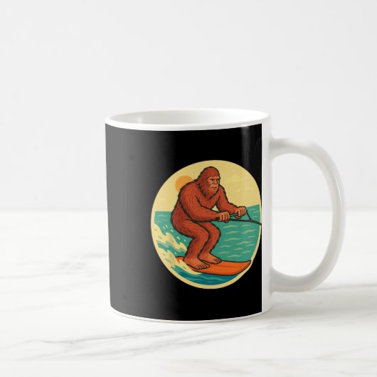 Bigfoot waterskiën  Cryptid Beach Graphic Koffiemok (Rechts)