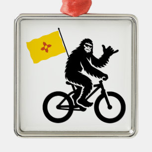Bigfoot Wielrennen New Mexico Vlag Metalen Ornament
