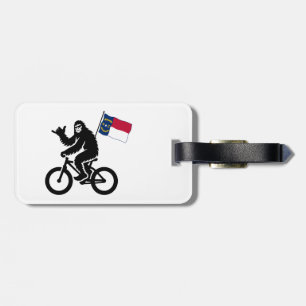 Bigfoot Wielrennen North Carolina Vlag Bagagelabel