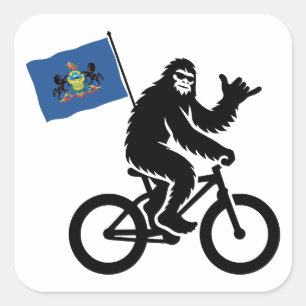 Bigfoot Wielrennen Pennsylvania Vlag Vierkante Sticker