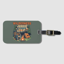 Bigfoot wildernis junkie retro ontwerp bagagelabel