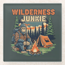 Bigfoot wildernis junkie retro ontwerp glazen onderzetter