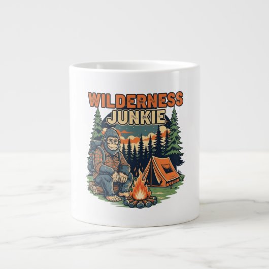 Bigfoot wildernis junkie retro ontwerp grote koffiekop (Voorkant)