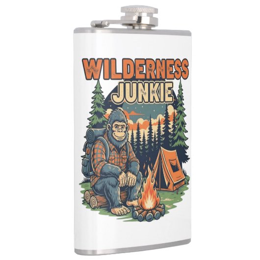 Bigfoot wildernis junkie retro ontwerp heupfles (Rechts)