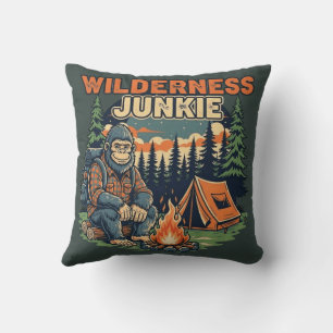 Bigfoot wildernis junkie retro ontwerp kussen