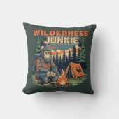 Bigfoot wildernis junkie retro ontwerp kussen (Voorkant)