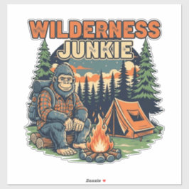 Bigfoot wildernis junkie retro ontwerp sticker