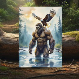 Bigfoot with an Eagle on his Shoulder Birthday Kaart