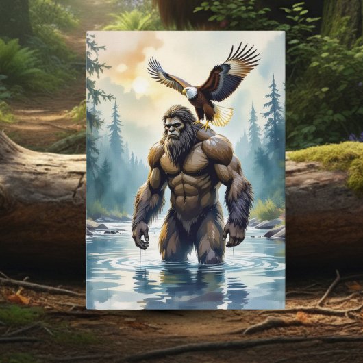 Bigfoot with an Eagle on his Shoulder Birthday Kaart