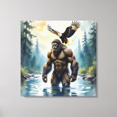 Bigfoot with an Eagle on his Shoulder Canvas Afdruk (Voorkant)
