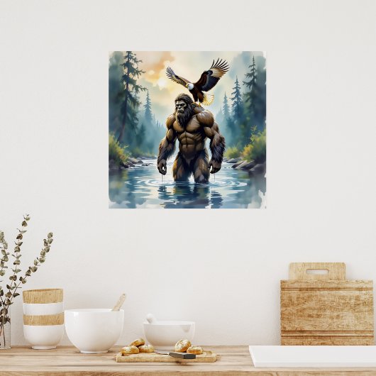 Bigfoot with an Eagle on his Shoulder Poster (Keuken)