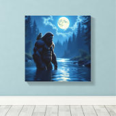 Bigfoot with an Owl on his Shoulder  Canvas Afdruk (Insitu (Houten vloer))