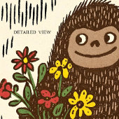 Bigfoot With Flowers Cute Wall Art Poster Print