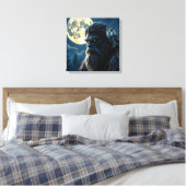 Bigfoot with Glowing Eyes and Owl on his Shoulder  Canvas Afdruk (Insitu (Slaapkamer))