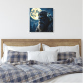 Bigfoot with Glowing Eyes and Owl on his Shoulder Canvas Afdruk (Insitu (Slaapkamer))