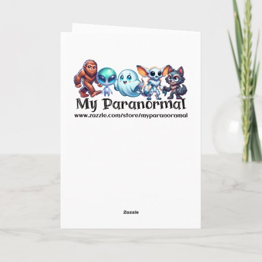 Bigfoot with Glowing Eyes and Owl on his Shoulder  Kaart (Achterkant)