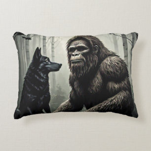 Bigfoot, Wolf en Birch Tree Forest Accent Kussen