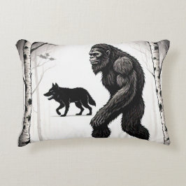 Bigfoot, Wolf en Birch Tree Forest Accent Kussen