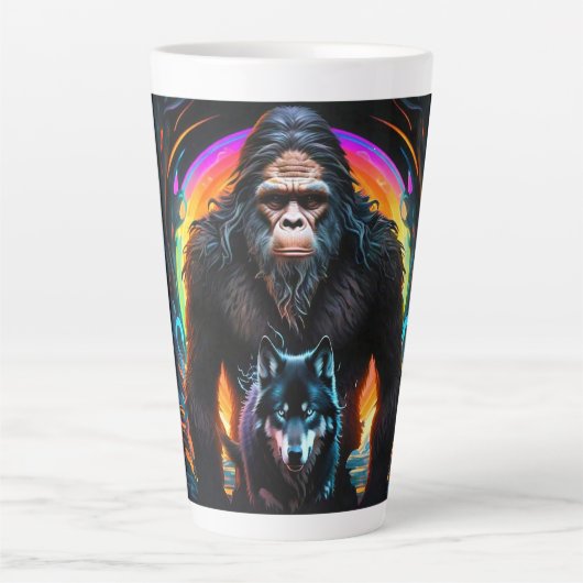 Bigfoot Wolf Kleurrijke Portal Latte Mok (Voorkant)
