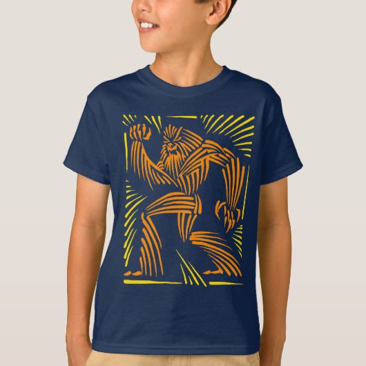 Bigfoot Woodcut Graphic - Kind T-shirt (Voorkant)