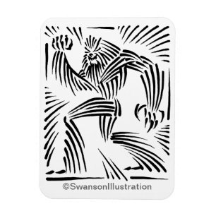 Bigfoot Woodcut Graphic Magnet Magneet