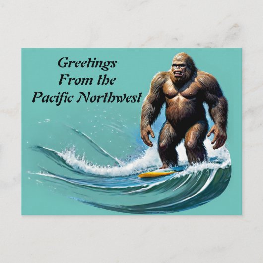 Bigfoot Yeti Groeten Uit de Pacific Northwest Briefkaart (Voorkant)