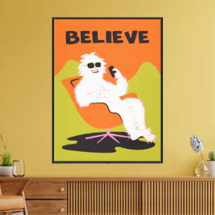 Bigfoot Yeti retro mod pop kunst mobiele telefoon Canvas Afdruk